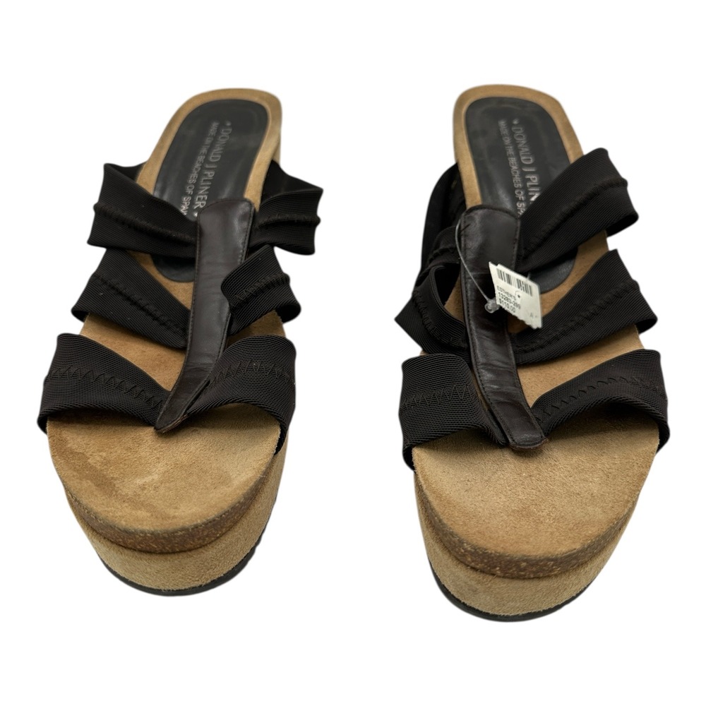 Donald J Pliner Women Black Elastic Wedge Sandals Espadrille Cork Size‎ 10M